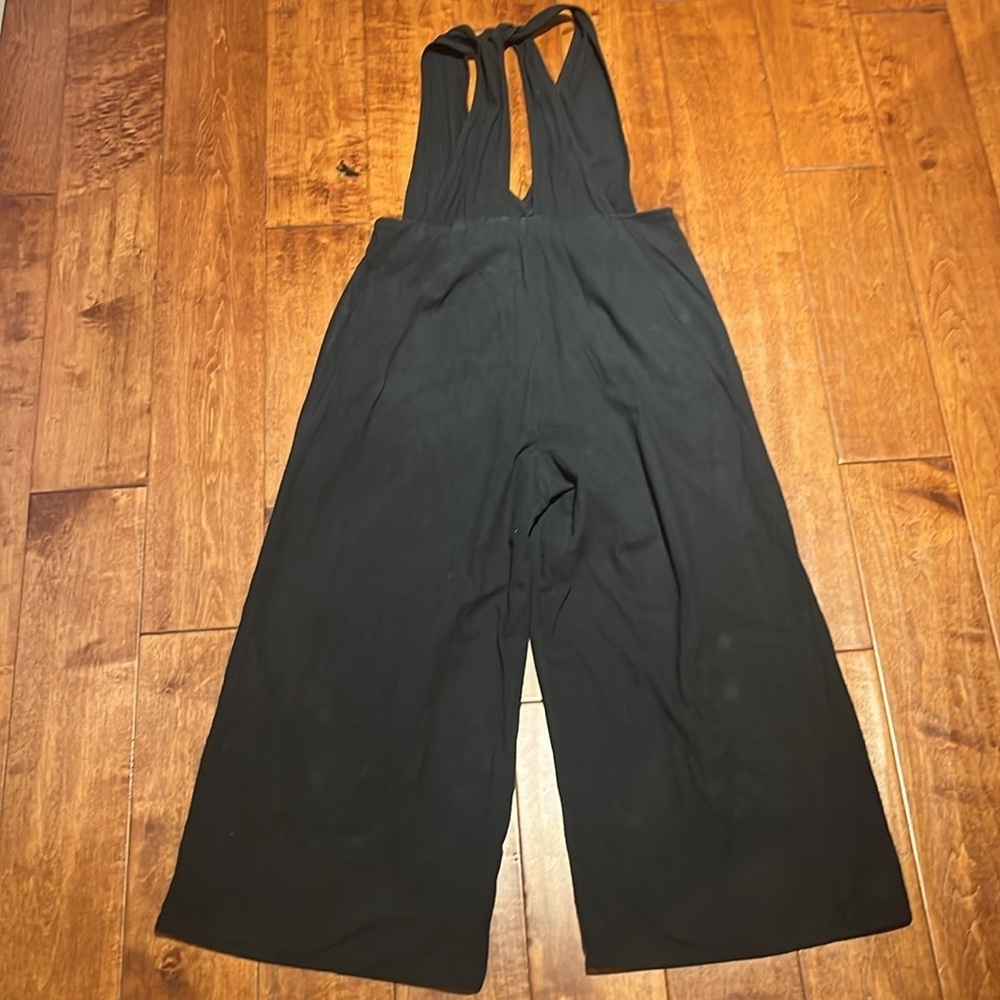 Sienna Sky Cotton Look Button Sleeveless Crop Jumpsuit Black Size M - Picture 3 of 9